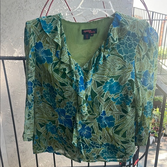 Green and Blue Wrap Midi 2 piece set skirt and blouse Cocktail - Picture 5 of 10